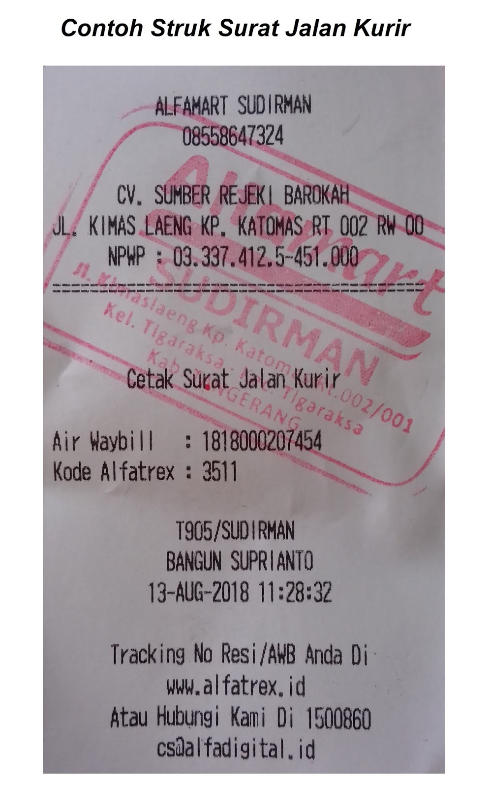 Cara Cek Resi Alfatrex