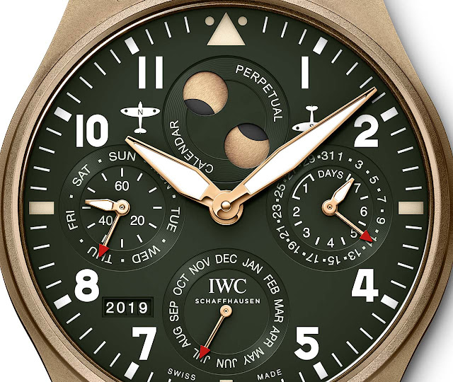 The dial of the IWC Big Pilotâs Watch Perpetual Calendar Spitfire IW503601