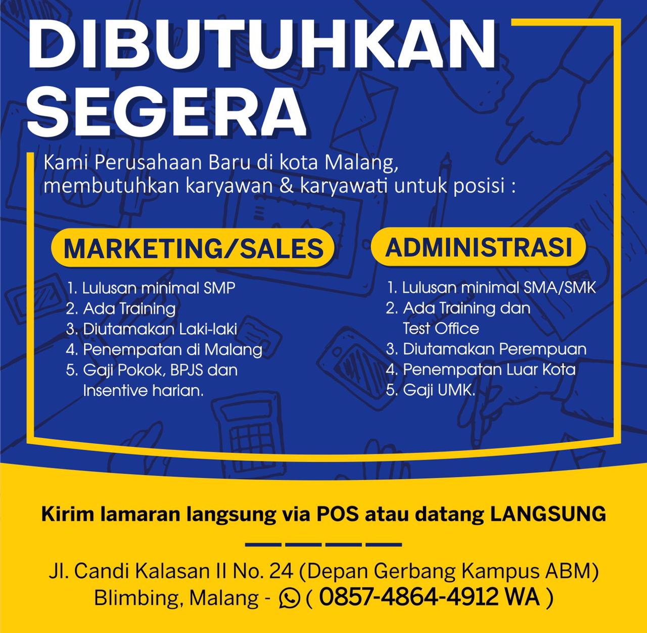 Lowongan Pekerjaan Di Malang Lulusan Smp