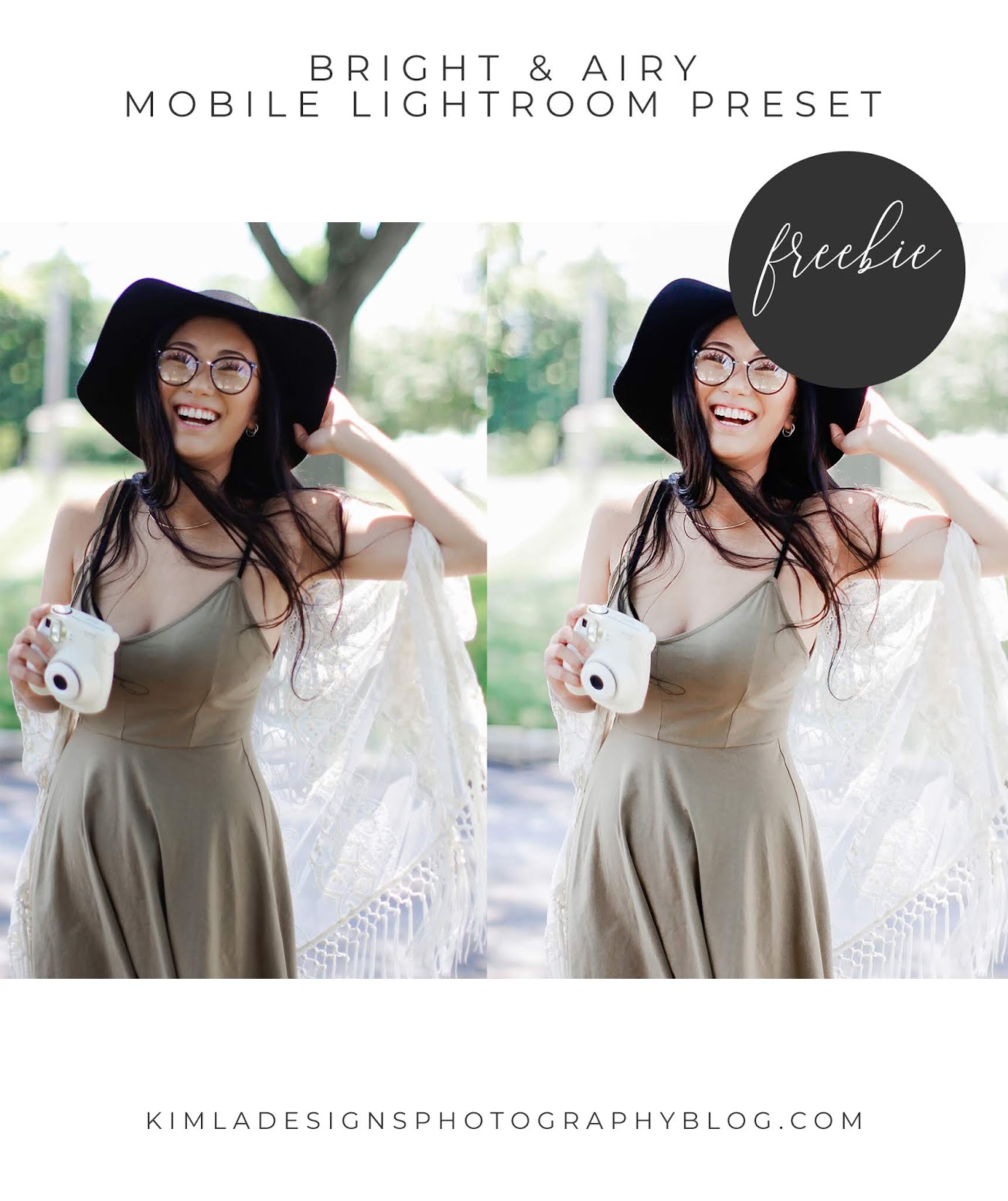 Free Bright & Airy Lightroom Mobile Preset. Kimla Designs Photography
