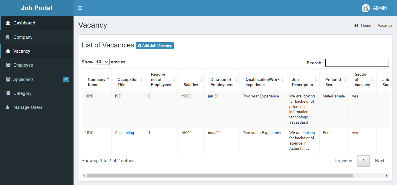 Online Job Portal System in PHP MySQL with Source Code Free Download