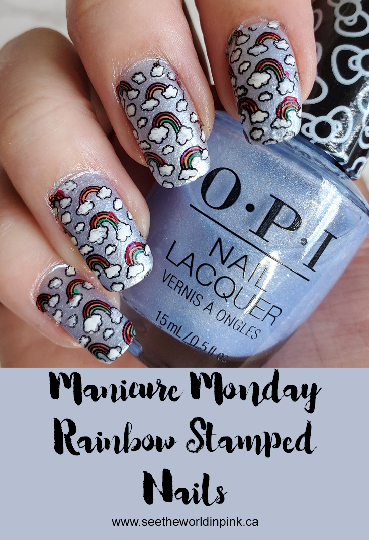 Manicure Monday - Reverse Stamping Rainbow Nails