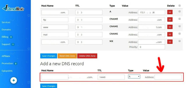 menambahkan A record custom domain blogspot