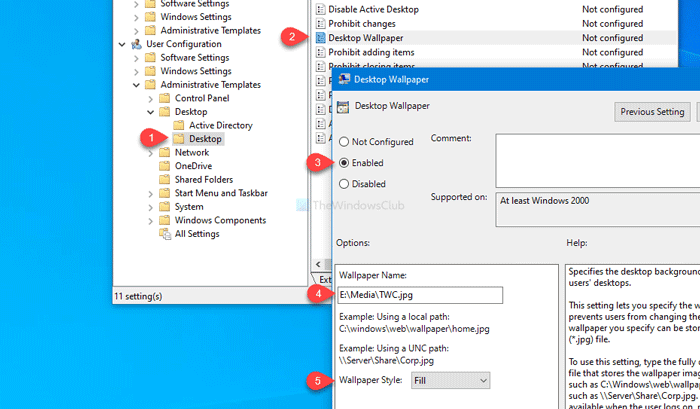 Come impostare lo sfondo del desktop utilizzando Criteri di gruppo e Editor del Registro di sistema