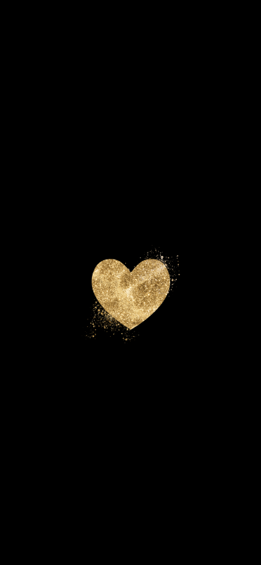 Black golden heart minimalist dark aesthetic hand-drawn lock screen for iPhone
