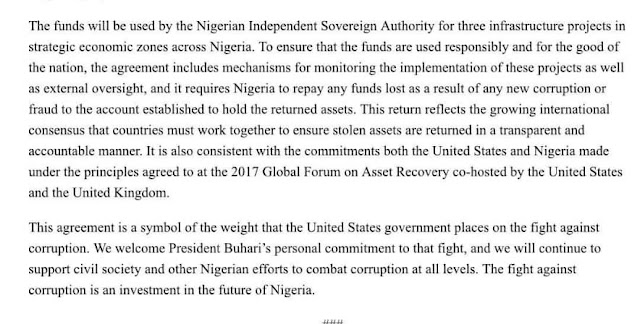 Nigerian Govt Must Return Abacha's Loots If Stolen Again - US Warns FG (Releases Statement)  %Post Title