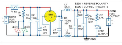 Filter and Polarity Guard for AC/DC Adaptors circuits diagram