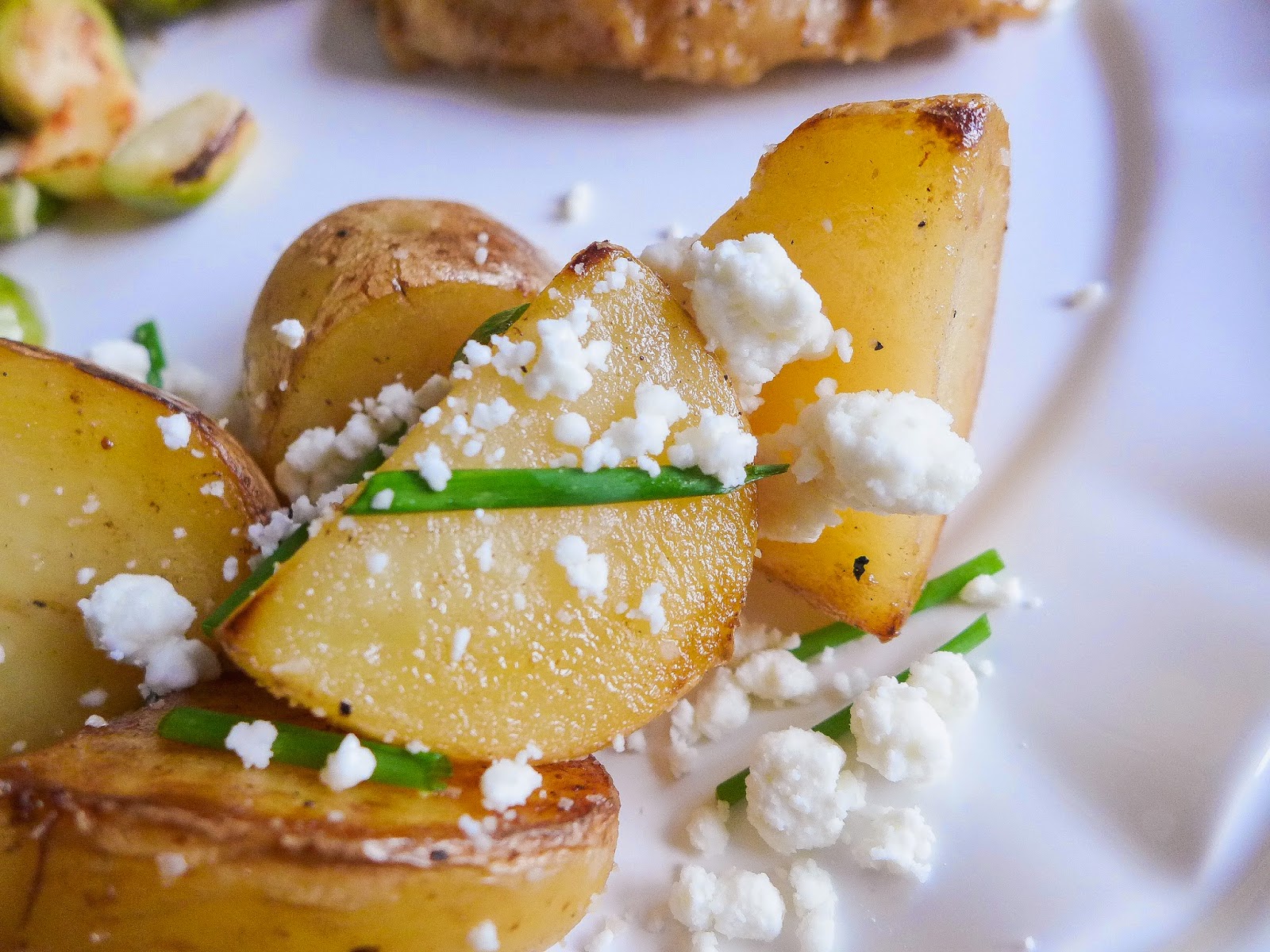 Dimples & Delights Sea Salt and Malt Vinegar Potatoes with Goat Cheese