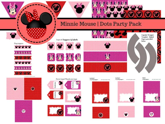 3 Kits para Cumpleaños de Minnie para Imprimir Gratis. 