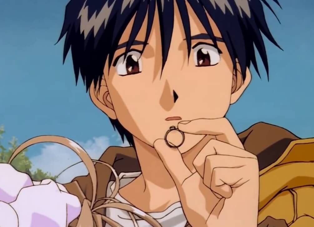 Keiichi and the promise ring he gives to Belldandy