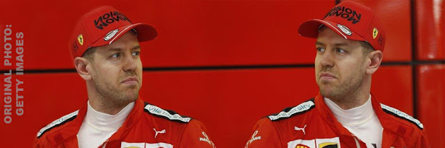 Sebastian Vettel looking at Sebastian Vettel