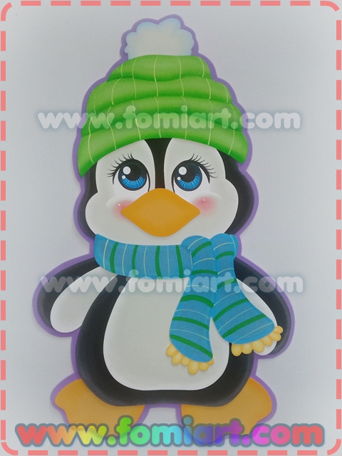 Pinguino con gorro de navidad fomiart