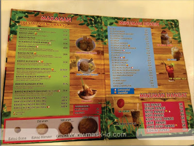Daftar Menu Alamak, Bakso Klengernya Besar Sekali ! | Mask-ID.com