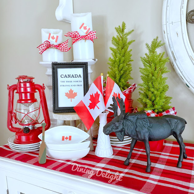 Dining Delight Canada Day Decor on Kitchen Sideboard