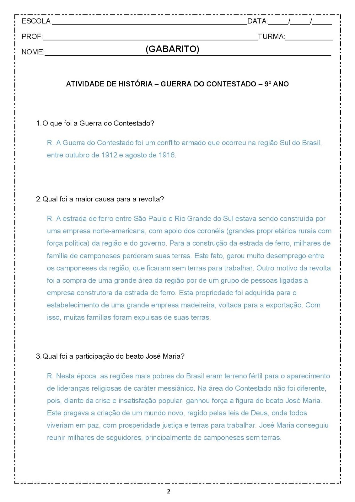 Questões Primeira Guerra Mundial 9o Ano Com Gabarito Questões Primeira Guerra Mundial 9o Ano Com Gabarito