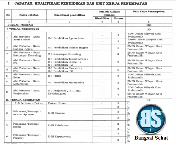 Formasi Dan Syarat Daftar Cpns Prabumulih 2019 Bangsal Sehat