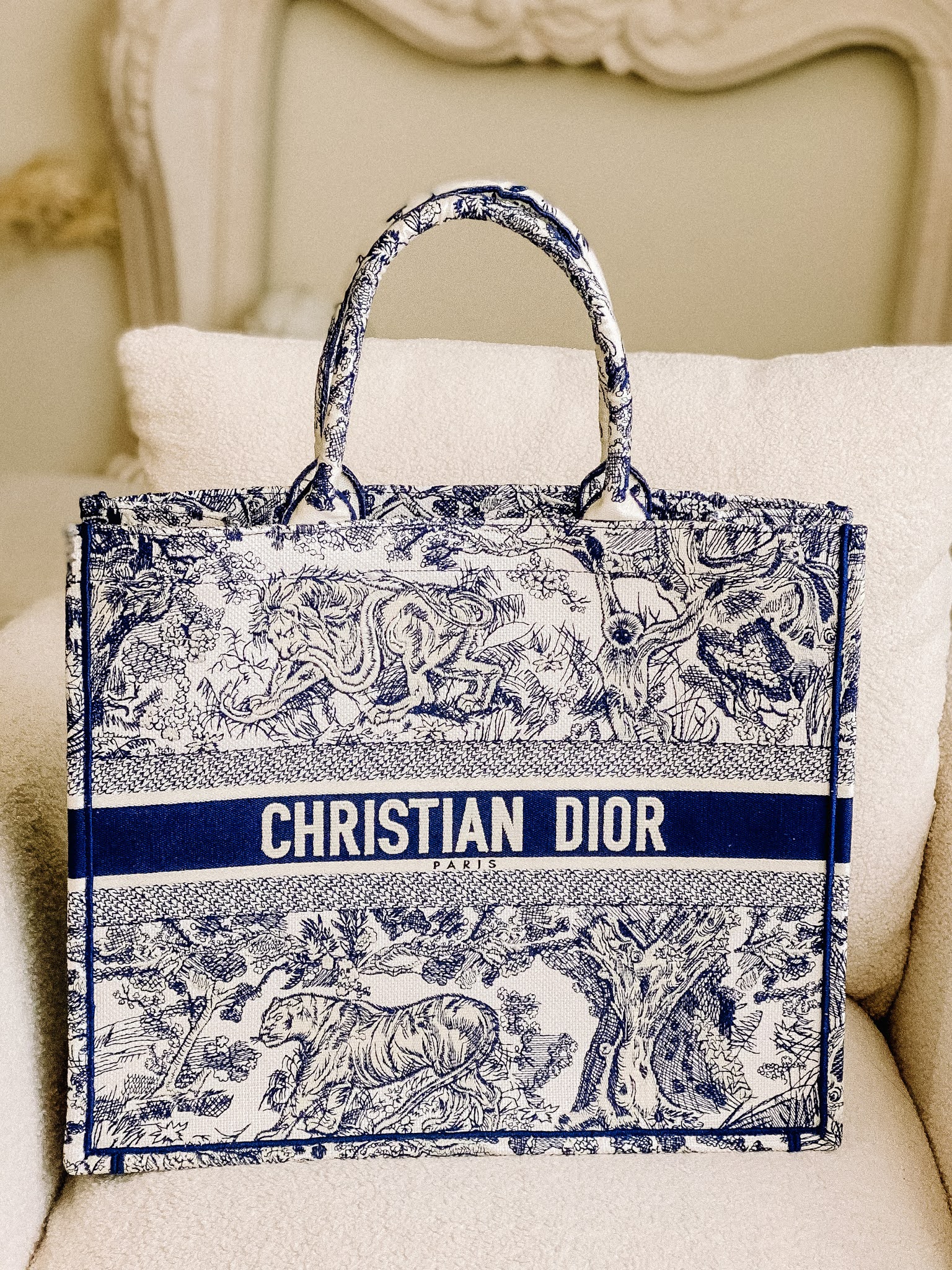 Dior Book Tote Medium Fluorescent Blue Toile De Jouy Reverse  Nice Bag