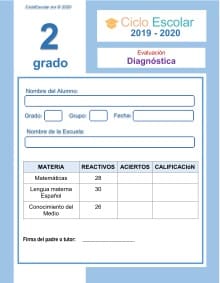 Examen diagnóstico Segundo grado 2020-2021