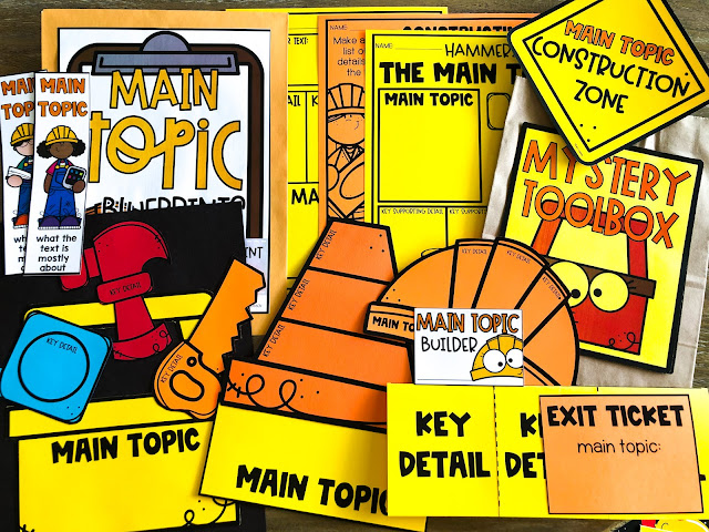 Main topic and key details anchor chart, activities, and crafts for first grade and 2nd grade.