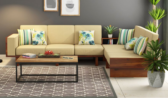 Wooden L Shape Sofa Design