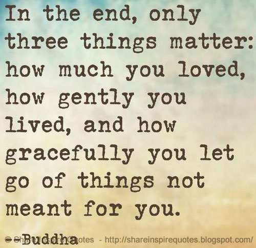 In the end, only 3 things matter: how much you loved, how gently you ...