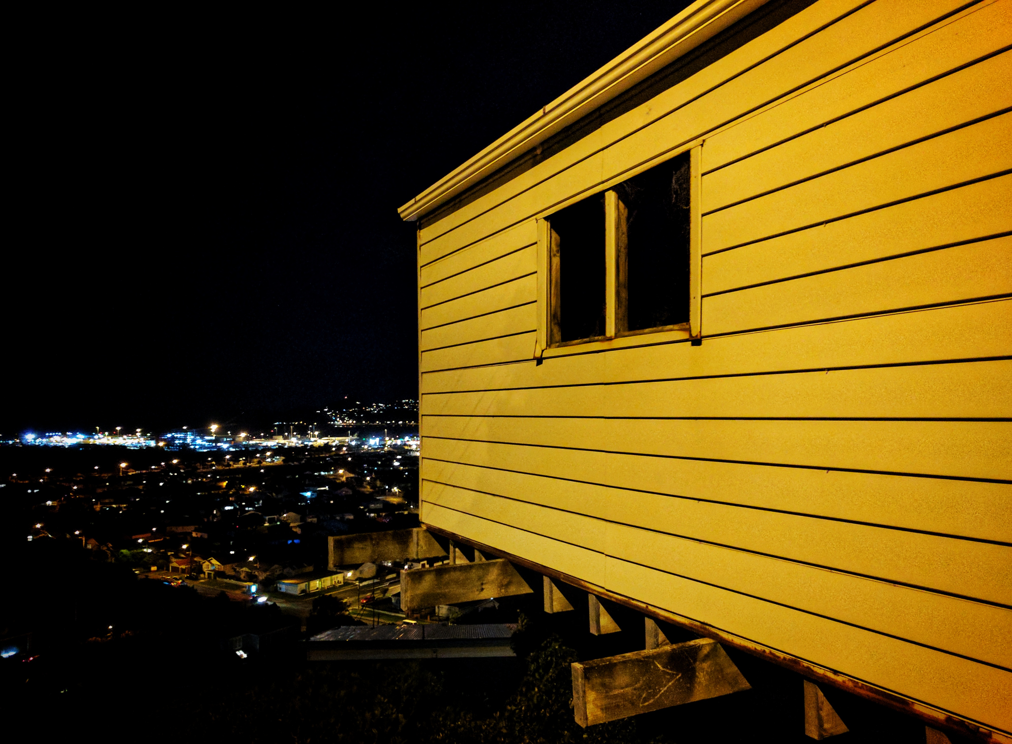 Wellington hill garage at night