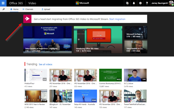 Office 365 비디오에서 Microsoft Streams로 마이그레이션