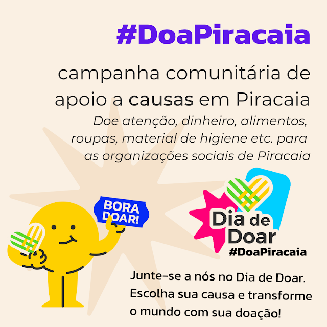 #DoaPiracaia é uma campanha comunitária para apoiar projetos sociais em Piracaia