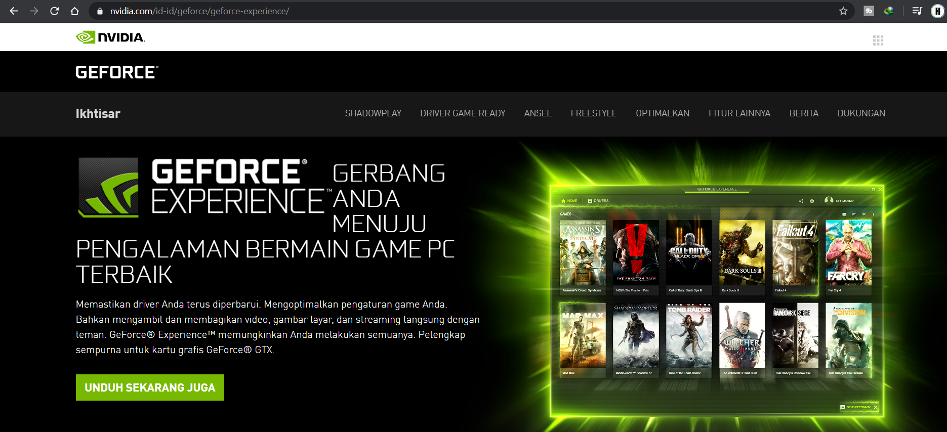 Nvidia geforce experience игры