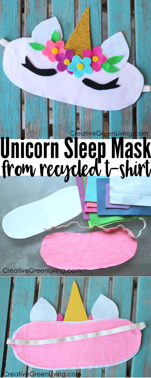 How to make a DIY Unicorn sleeping mask craft. Includes free printable template. This is the perfect make and take craft for a kids birthday party or girls sleepover!