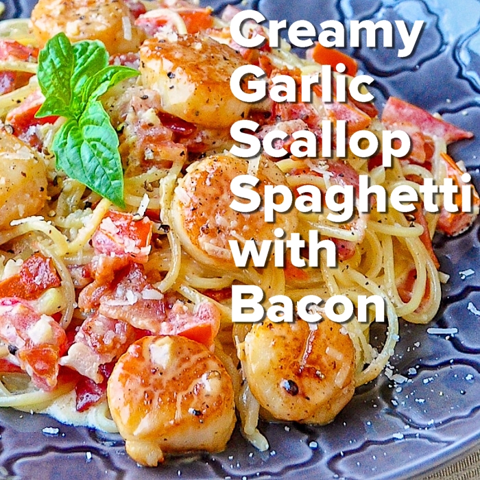 Recipe Rainbow: Creamy Garlic Scallop Spaghetti with Bacon