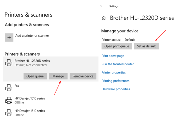 Stel Priner in als standaard in Windows 10