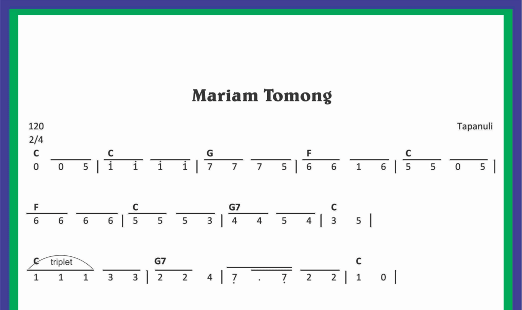 Not Angka Lagu Mariam Tomong - SEKITAR MUSIK