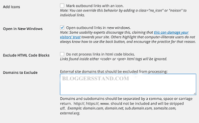 Advanced options for external links in wordpress 