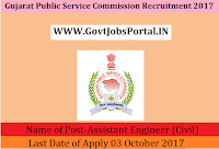 Gujarat Public Service Commission Recruitment 2017– 73 Assistant Engineer (Civil)