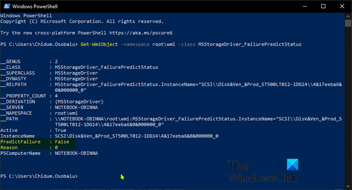 Verifique el estado de predicción de fallas SMART de las unidades en PowerShell