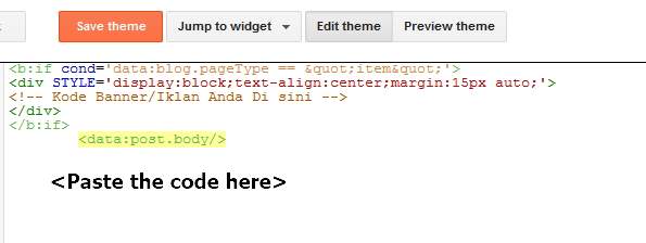 insert like button code in Blogger template