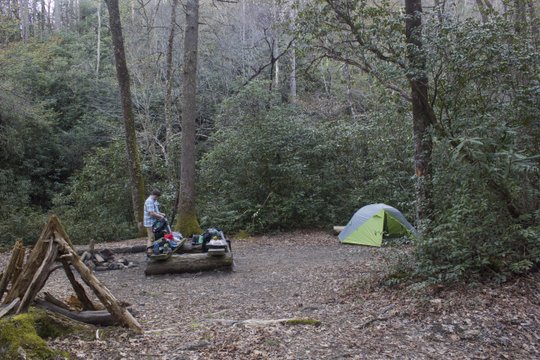 Campsite #58 on Deep Creek setting up camp