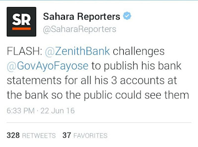 4 Zenith Bank denies funding Gov. Fayose's 2014 gubernatorial campaign