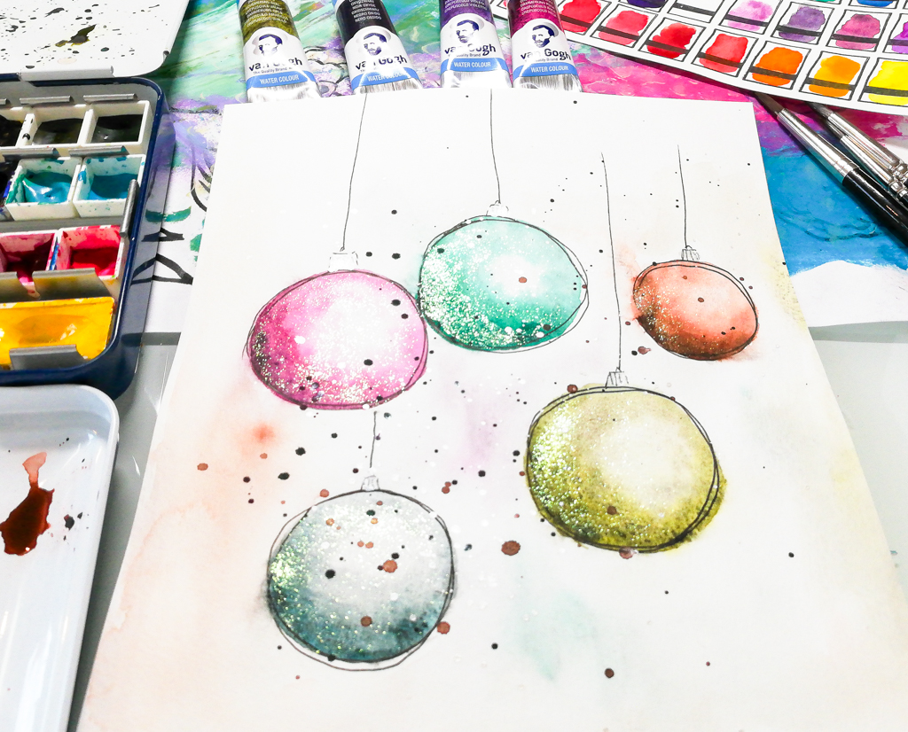 Susanne Rose Designs New Watercolors Christmas Ornaments Tutorial