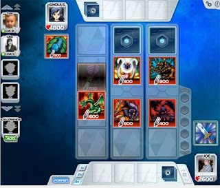 This is the Yu-gi-Oh! BAM card battle screen