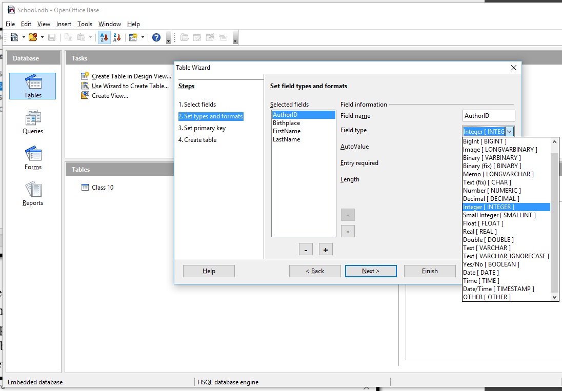Class 10 IT Chapter Database Management System Topic Create Table
