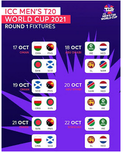T20 Time Table Of Wolrd Cup 2021