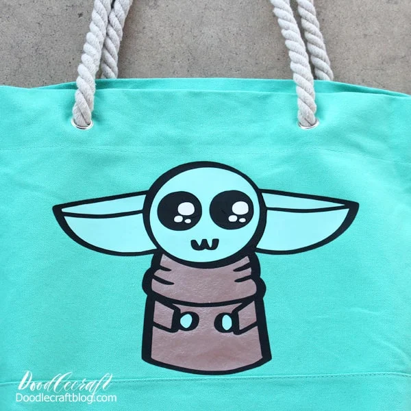Baby Yoda The Child from Star Wars the Mandalorian Layered Cricut Iron-On Vinyl Tote Bag DIY