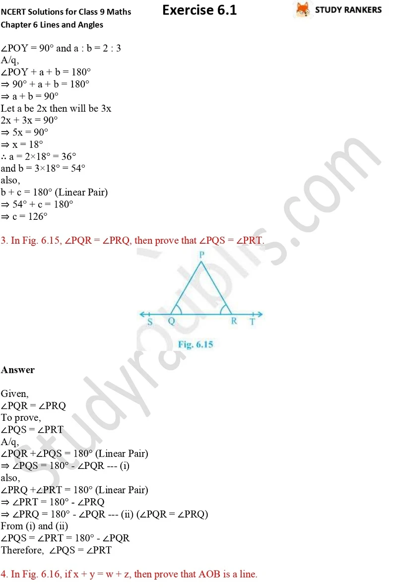 NCERT Solutions for Class 9 Maths Chapter 6 Lines and Angles Exercise 5.3 Part 2