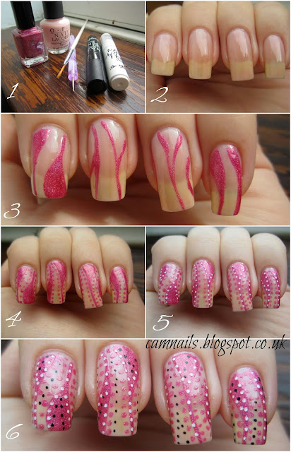 dots-stripes-tutorial-nail-art-manicure-pink-holographic