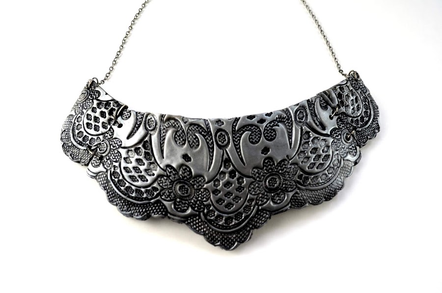 collar encaje imitació plata arcilla polimérica