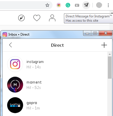 Direct Message (DM) on Instagram using Chrome extension