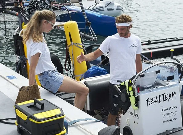 Pierre Casiraghi, the younger son of Princess Caroline of Hanover, and his wife Beatrice Borromeo at King's Cup sailing event