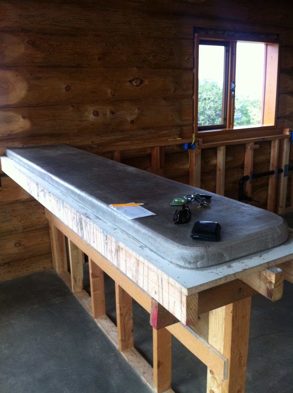 Windy Hill West Concrete bar counter, setting up